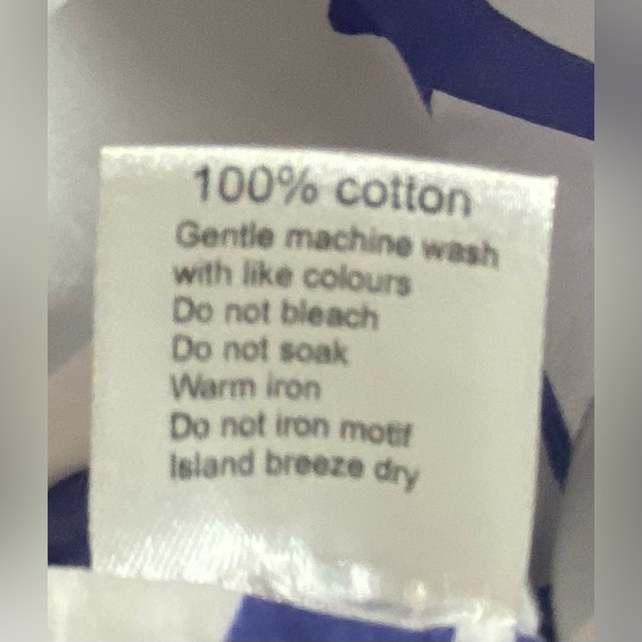 West Indies White with Royal Blue Starfish Tunic, Size M, Tie Neck, 3/4 Sleeves - Picture 4 of 7